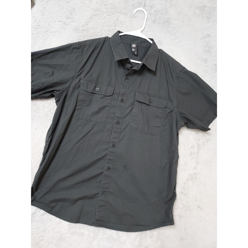Mountain Hardwear Shirt Mens Large Ripstop Button Front Short Sleeve Black L
